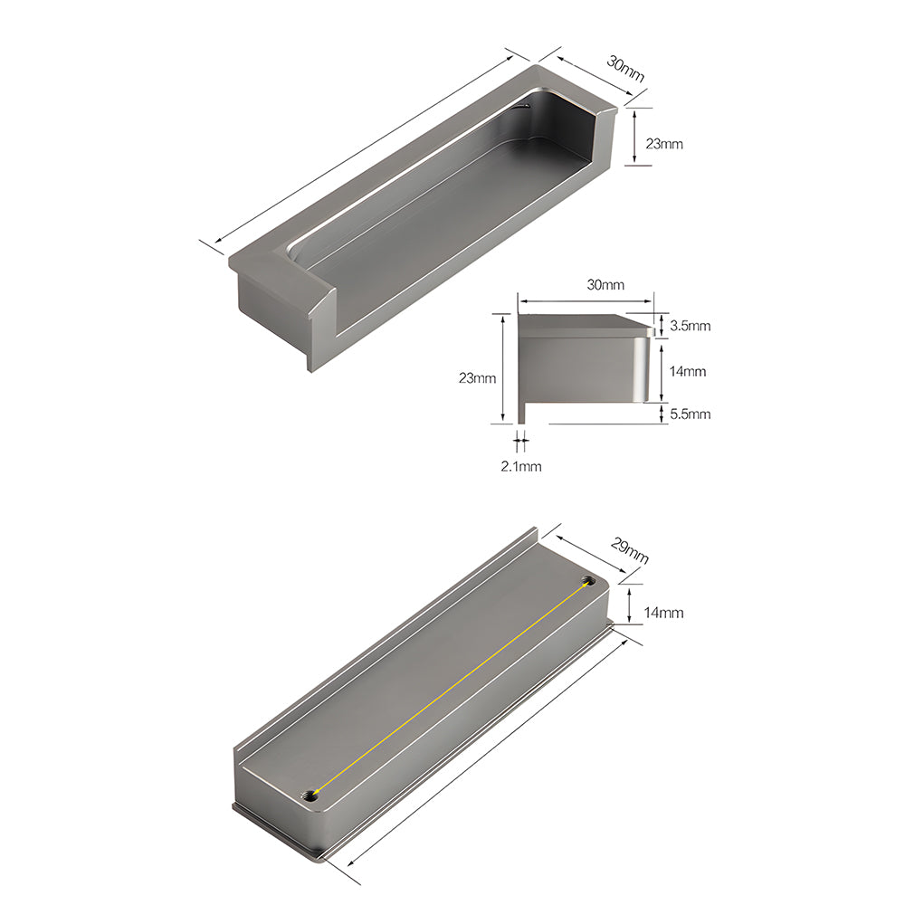 Modern Rectangular Recessed Finger Pull Handles