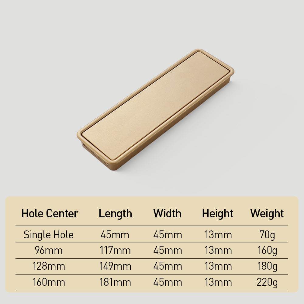 Modern Rectangular & Square Recessed Cupboard Handles