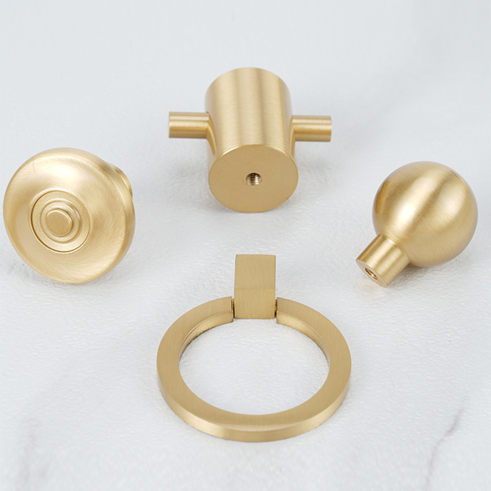 Modern Reeded Brass T-Bar Wardrobe Handles and Knobs