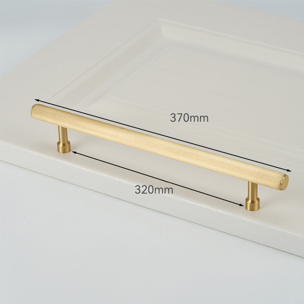 Modern Reeded Brass T-Bar Wardrobe Handles and Knobs