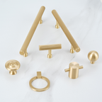 Modern Reeded Brass T-Bar Wardrobe Handles and Knobs