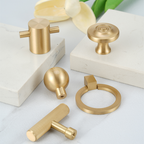 Modern Reeded Brass T-Bar Wardrobe Handles and Knobs