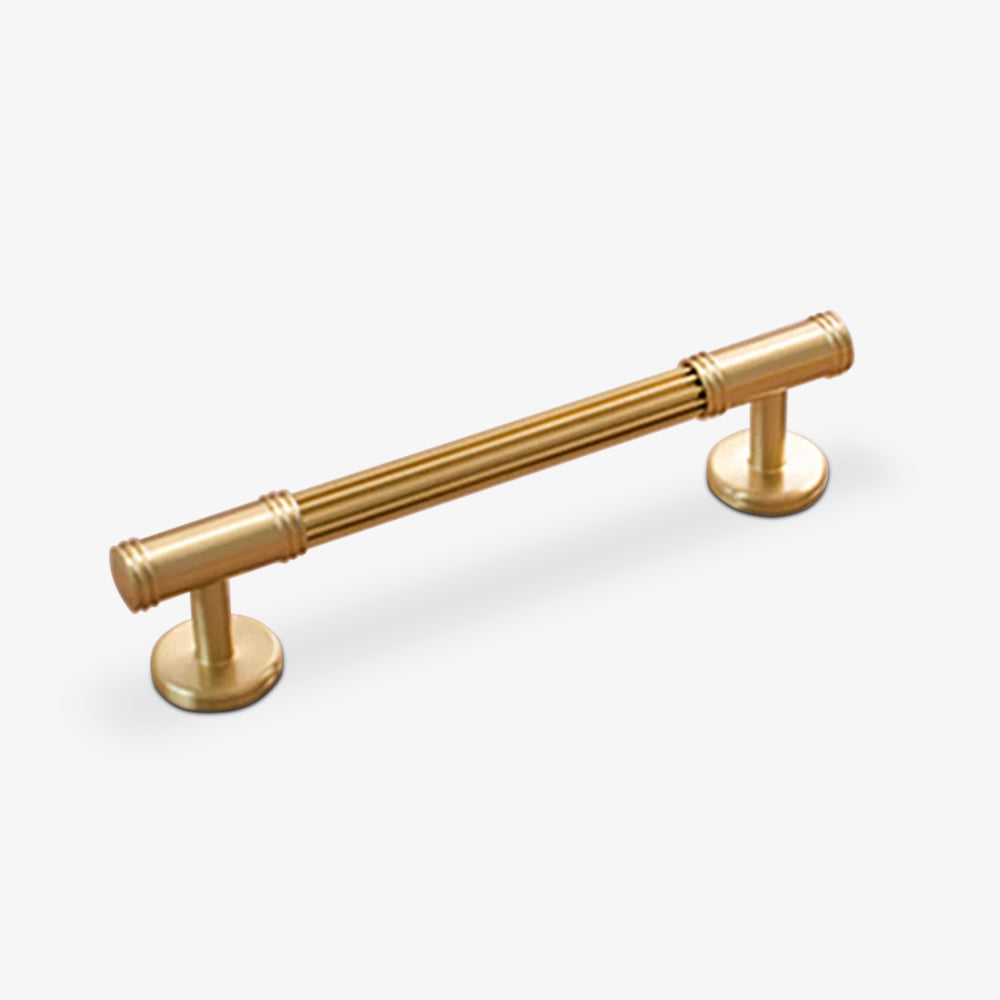 Modern Reeded Solid Brass T-Bar Drawer Handles & Knobs