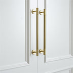 Modern Reeded Solid Brass T-Bar Drawer Handles & Knobs