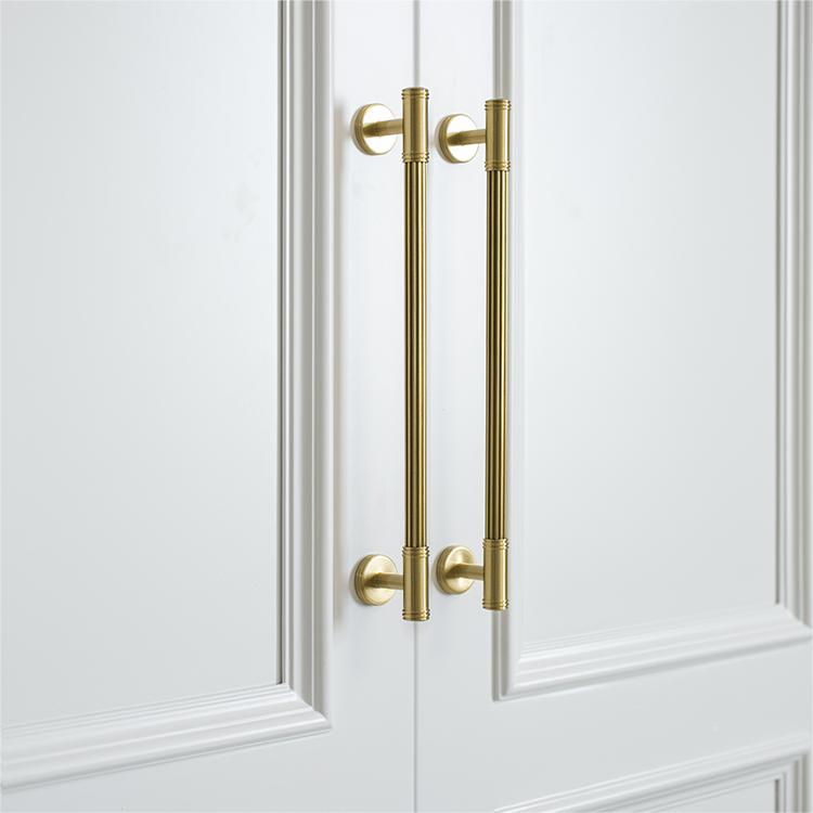 Modern Reeded Solid Brass T-Bar Drawer Handles & Knobs