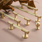 Modern Reeded Solid Brass T-Bar Drawer Handles & Knobs
