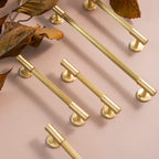 Modern Reeded Solid Brass T-Bar Drawer Handles & Knobs