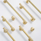 Modern Reeded Solid Brass T-Bar Drawer Handles & Knobs