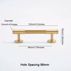 Modern Reeded Solid Brass T-Bar Drawer Handles & Knobs