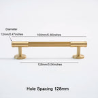 Modern Reeded Solid Brass T-Bar Drawer Handles & Knobs