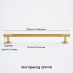 Modern Reeded Solid Brass T-Bar Drawer Handles & Knobs