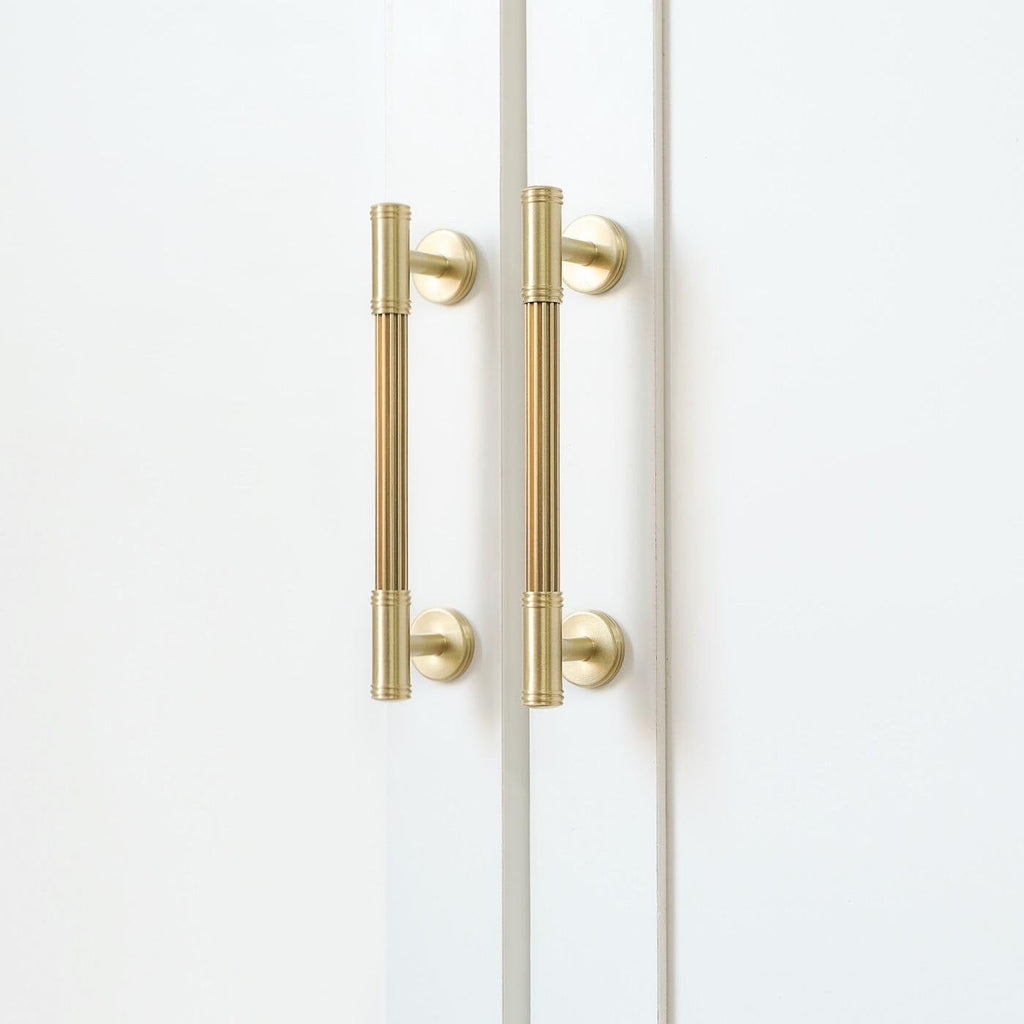 Modern Reeded Solid Brass T-Bar Drawer Handles & Knobs