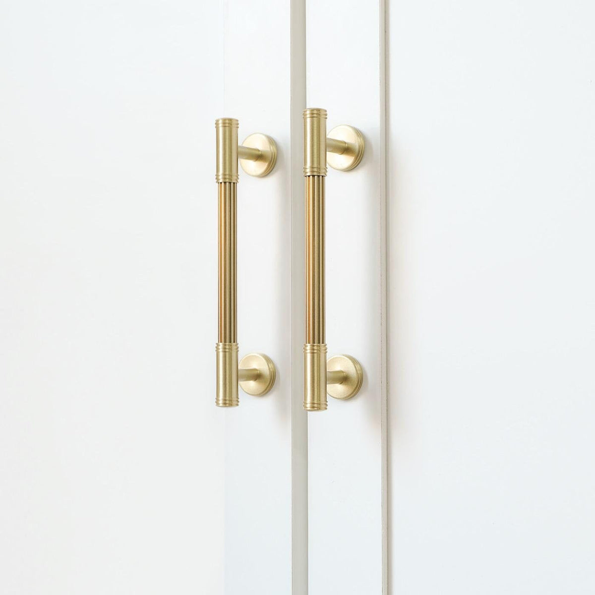 Modern Reeded Solid Brass T-Bar Drawer Handles & Knobs