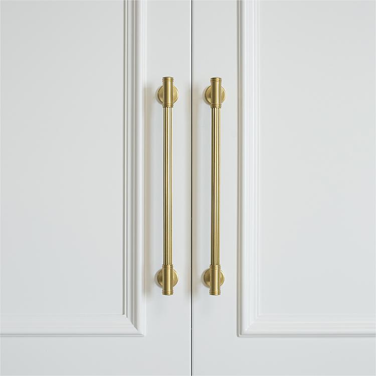 Modern Reeded Solid Brass T-Bar Drawer Handles & Knobs