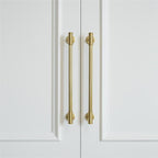 Modern Reeded Solid Brass T-Bar Drawer Handles & Knobs