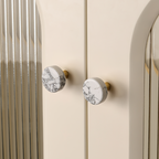 Modern Round Brass and Crystal Cupboard Knobs