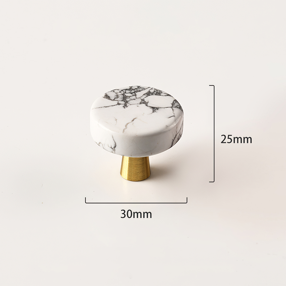 Modern Round Brass and Crystal Cupboard Knobs