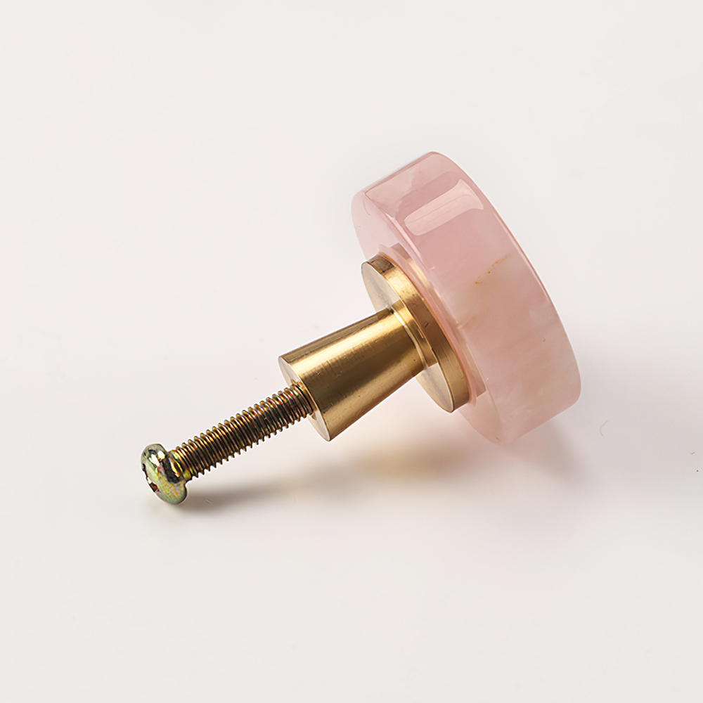 Modern Round Brass and Crystal Cupboard Knobs
