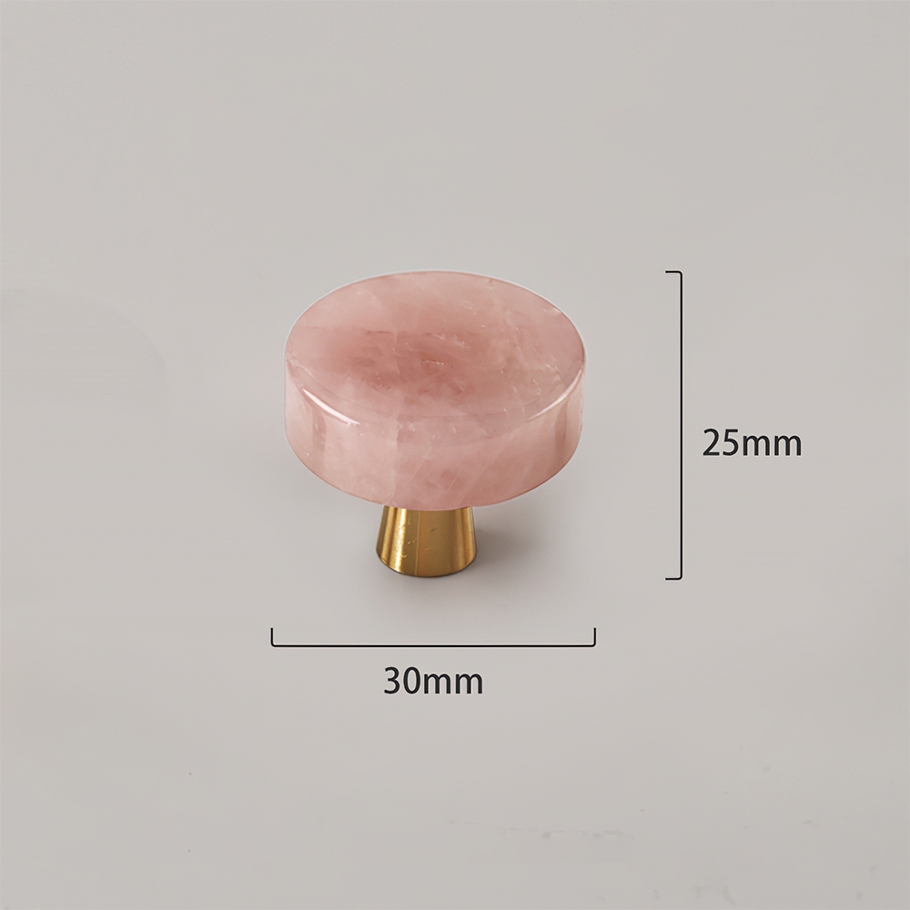 Modern Round Brass and Crystal Cupboard Knobs
