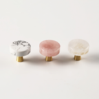 Modern Round Brass and Crystal Cupboard Knobs