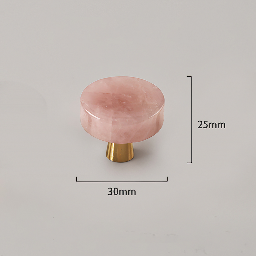 Modern Round Brass and Crystal Cupboard Knobs