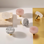 Modern Round Brass and Crystal Cupboard Knobs
