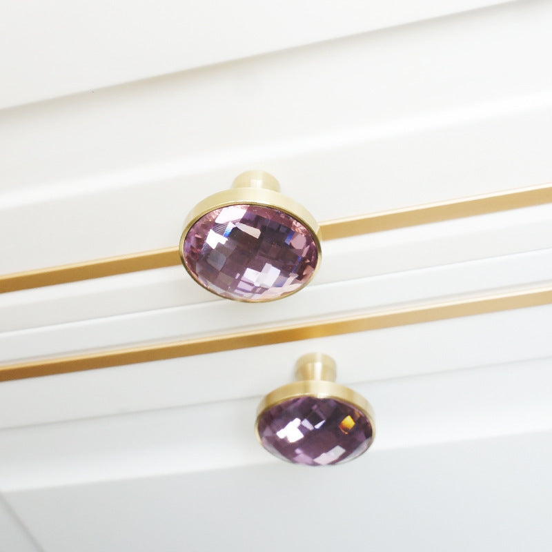 Modern Round Coloured Crystal Cupboard Knobs