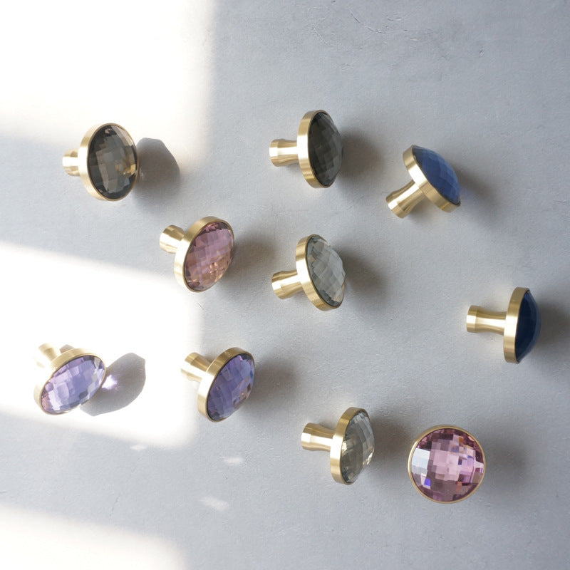 Modern Round Coloured Crystal Cupboard Knobs