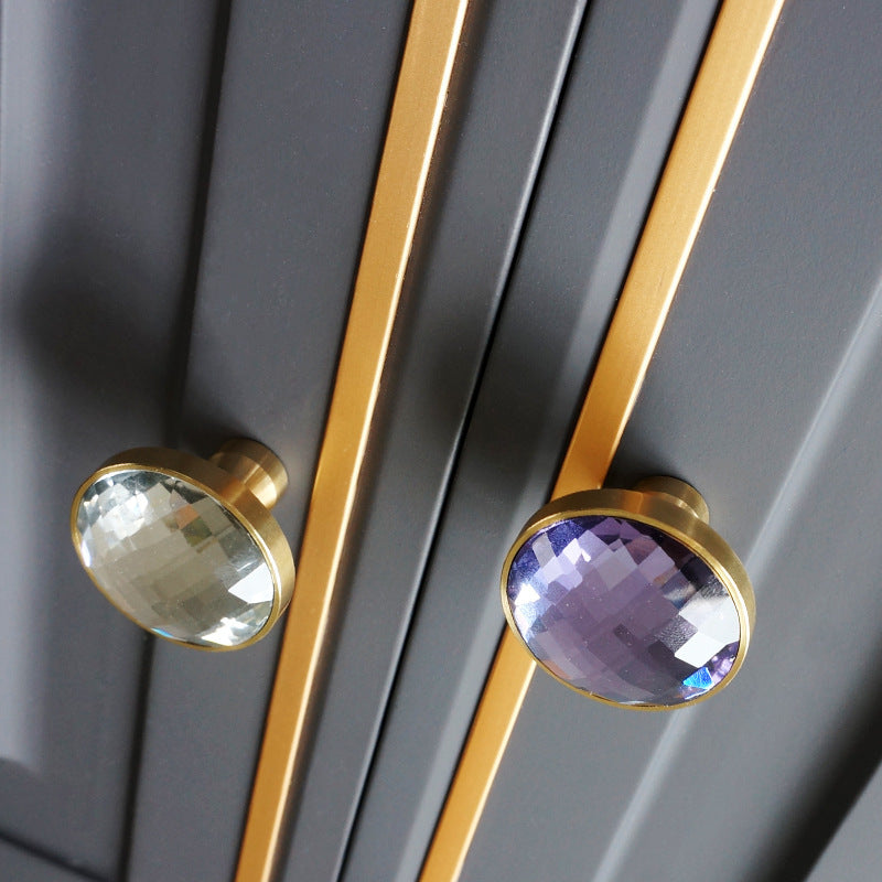 Modern Round Coloured Crystal Cupboard Knobs