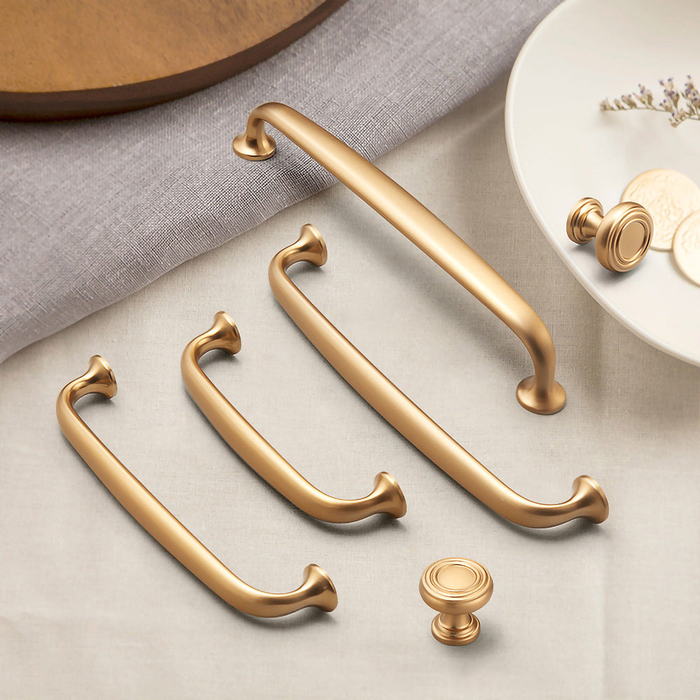 Modern Round-Foot Cupboard D Handles & Ringed Knobs