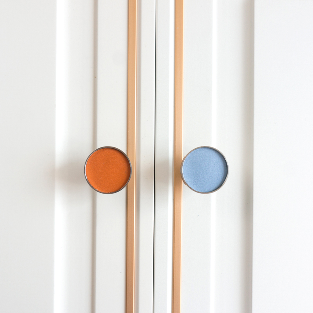 Modern Round Leather Cupboard Knobs