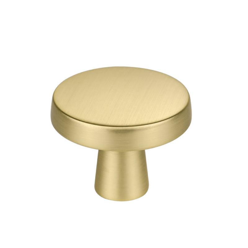 Modern Round Mushroom Cupboard Knobs in Brushed Brass