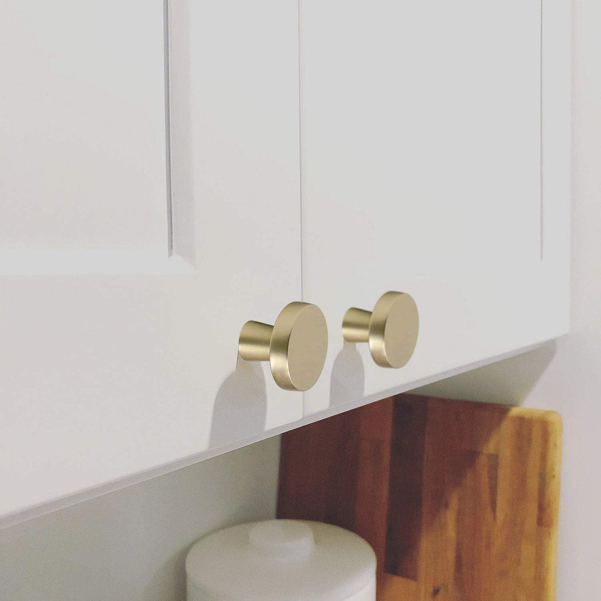 Modern Round Mushroom Cupboard Knobs in Brushed Brass