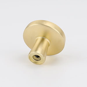 Modern Round Mushroom Cupboard Knobs in Brushed Brass