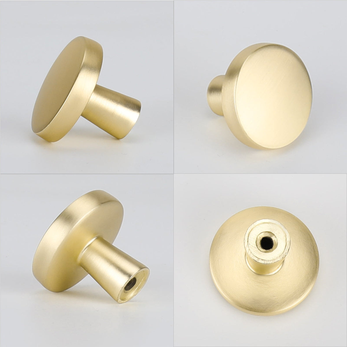 Modern Round Mushroom Cupboard Knobs in Brushed Brass