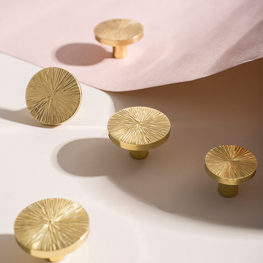 Modern Round Textured Solid Brass Cupboard Knobs