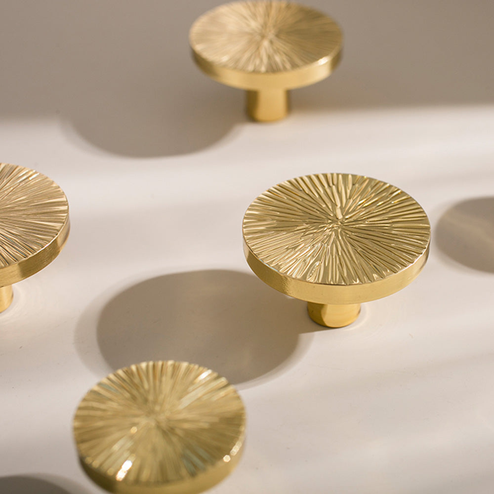 Modern Round Textured Solid Brass Cupboard Knobs