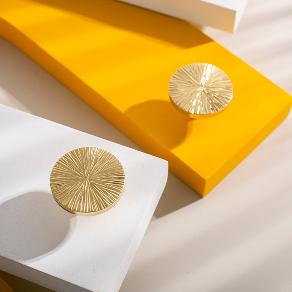 Modern Round Textured Solid Brass Cupboard Knobs