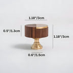 Modern Round Walnut and Brass Cupboard Knobs