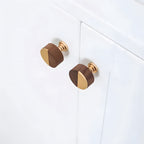 Modern Round Walnut and Brass Cupboard Knobs