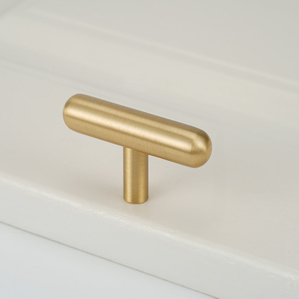Modern Round and T-Bar Gold Cupboard Knobs