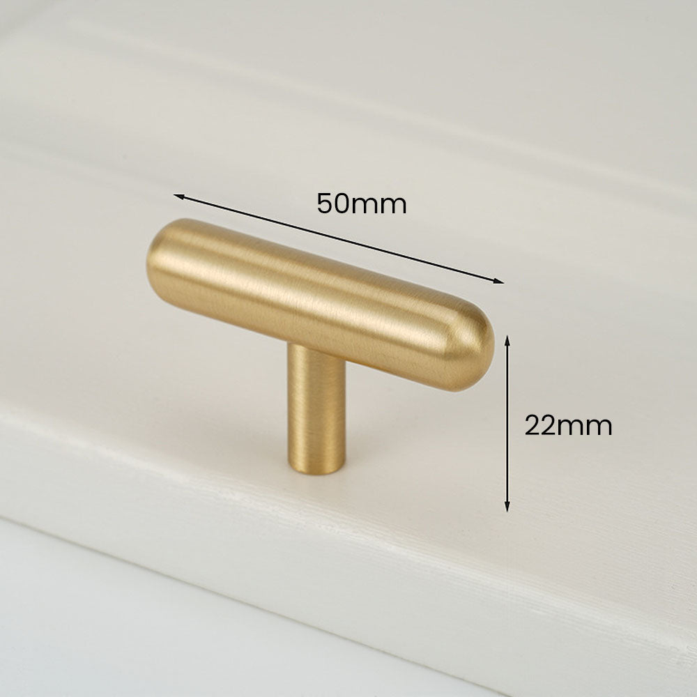 Modern Round and T-Bar Gold Cupboard Knobs