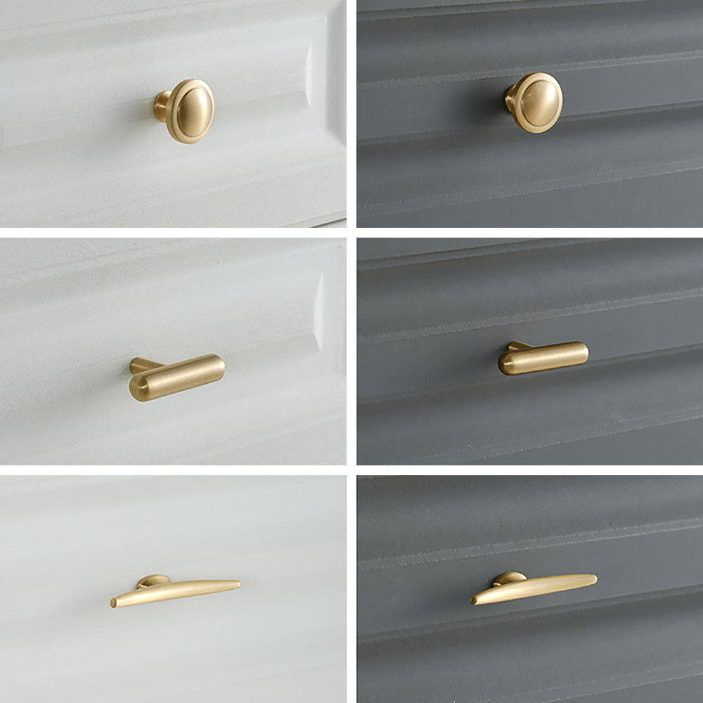 Modern Round and T-Bar Gold Cupboard Knobs
