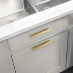 Modern Rounded Flat Bar Solid Brass Cupboard Handles