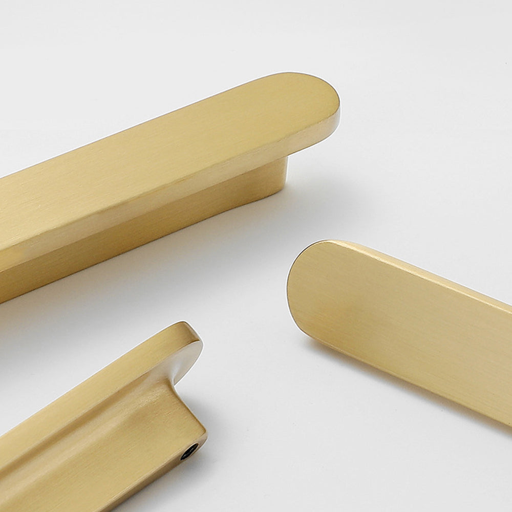 Modern Rounded Flat Bar Solid Brass Cupboard Handles