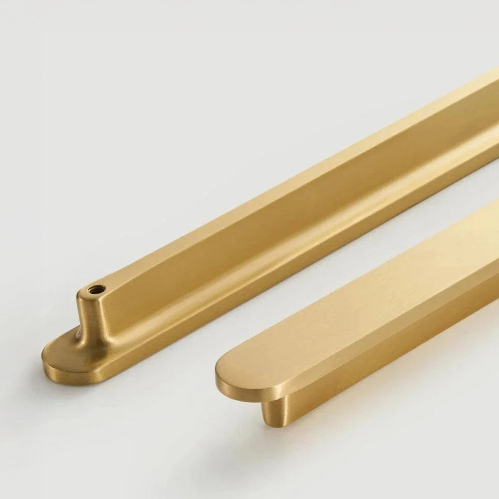 Modern Rounded Flat Bar Solid Brass Cupboard Handles