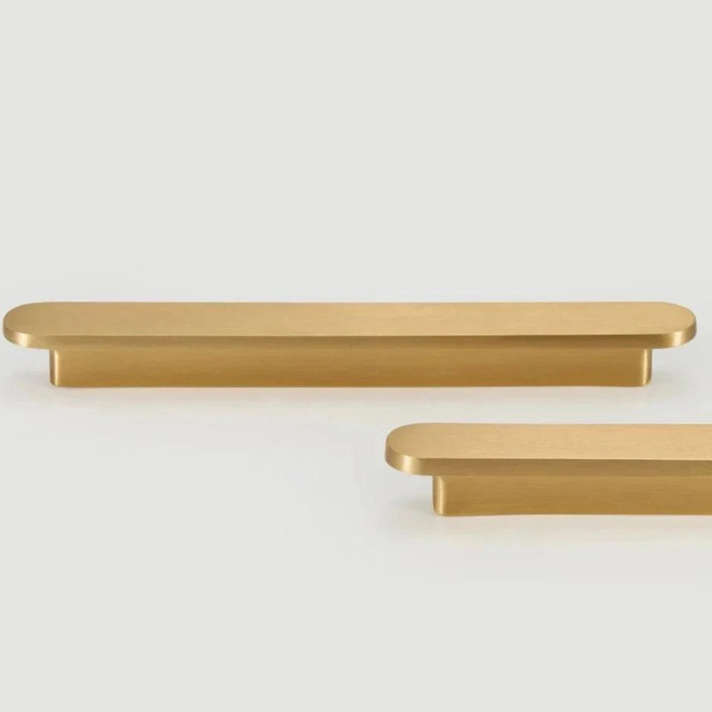 Modern Rounded Flat Bar Solid Brass Cupboard Handles