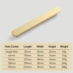 Modern Rounded Flat Bar Solid Brass Cupboard Handles