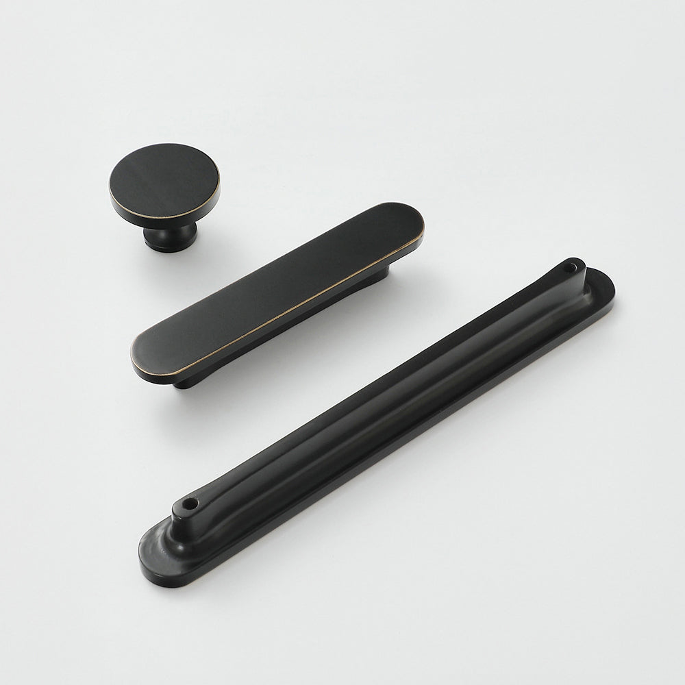 Modern Rounded Flat Bar Solid Brass Cupboard Handles