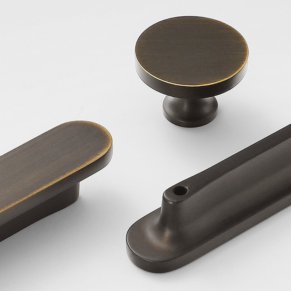 Modern Rounded Flat Bar Solid Brass Cupboard Handles